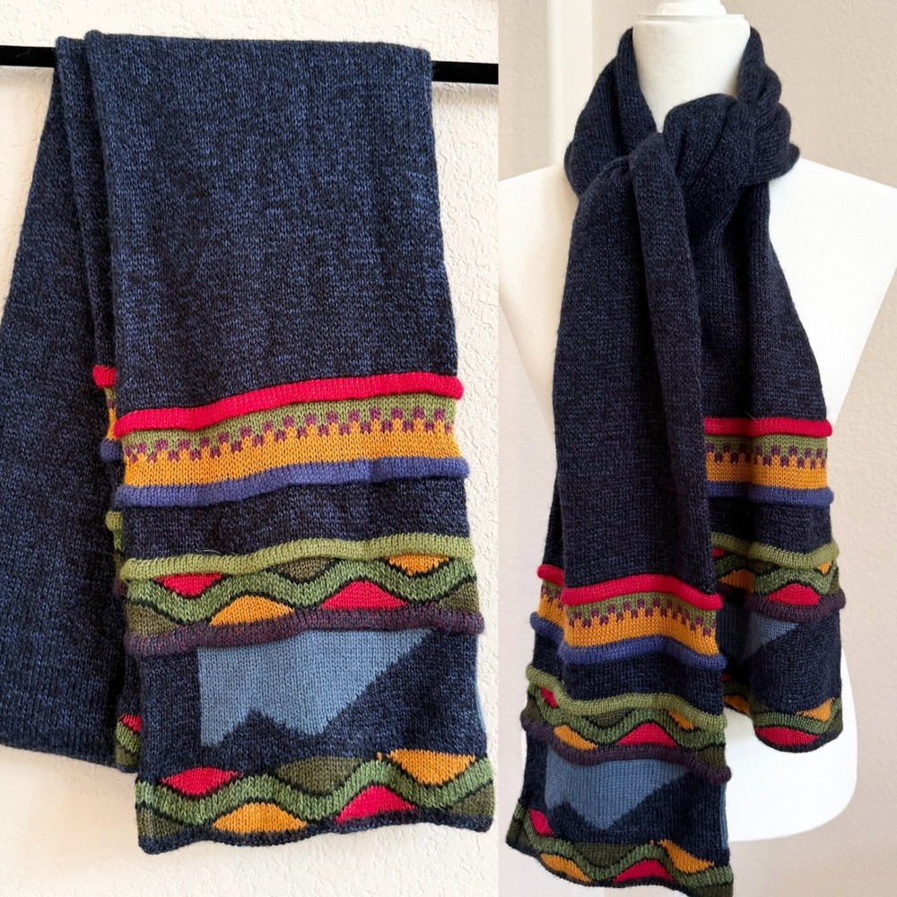 NWT Alpacas Illary Alpaca Wool Knit Scarf Made in Peru Geometric Tribal Gorpcore